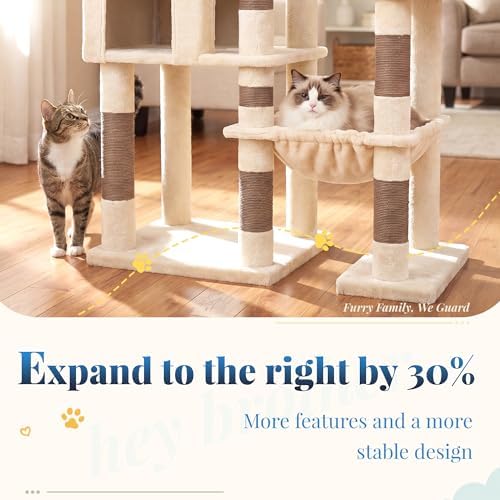 Hey-brother Cat Tree Tower, Wide Base, 5 Platforms