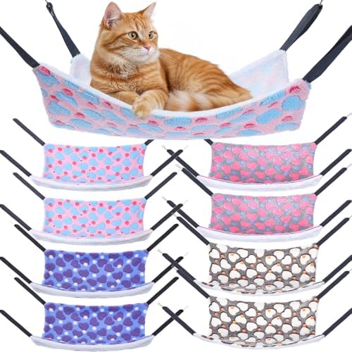 8 Pcs Cat Hammock for Cage, Pet Hammock Bed, Reversible Hanging Cat Hammocks