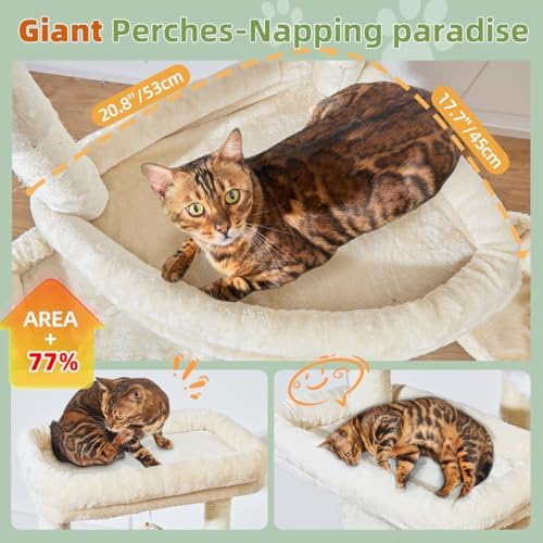 Taoqimiao Heavy-Duty Cat Tree, 71 in Cat Tower