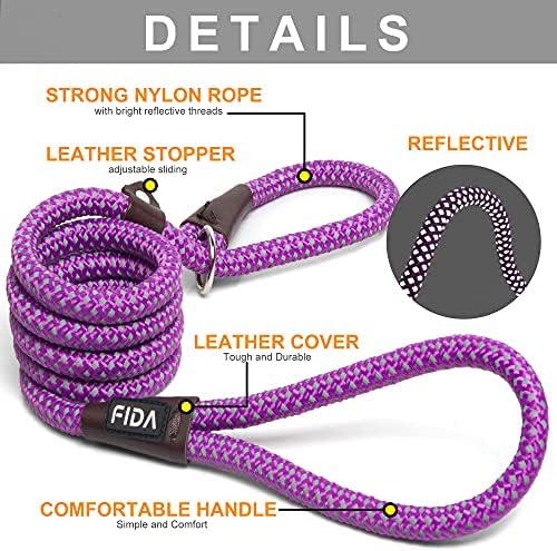 Fida Durable Slip Lead Dog Leash, 6 FT x 3/8" Dog Training Leash