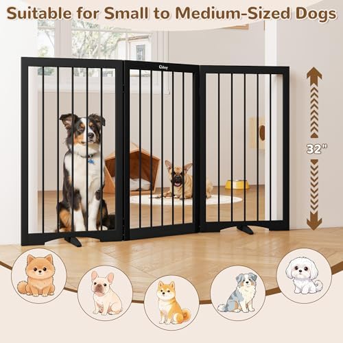32" Extra Tall Free Standing Dog Gate Indoor, Foldable Pet Gate