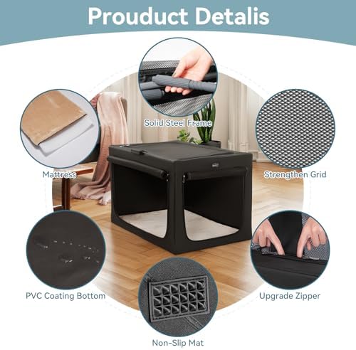 PETSFIT Portable Dog Crate for Large Dogs, – 40" Soft Dog Travel Crates