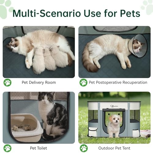 Siedihit 28" Dog Playpen, Cat Puppy Pen, Pet Portable Crate Indoor Outdoor