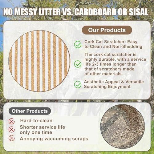 Natural Cork-Cat Scratch Pad-Cat Scratch Mat Rug-Avoid Cat Couch Protector-Cat