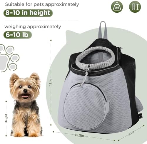 BONTHEE Pet Dog Backpack Carrier Small Pet Front Backpack, Ventilated Mesh Dog