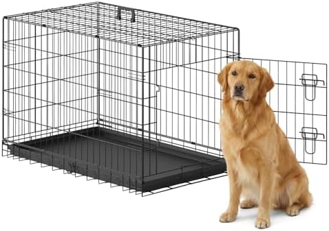 FDW | 36" Foldable Metal Dog Crate | Black | Cage