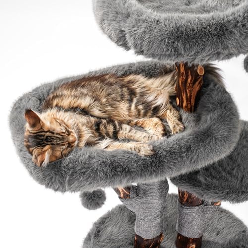Aesthetic Cat Tree Tower for Large Cats, Modern Cat Tree for Maine Coon Indoor