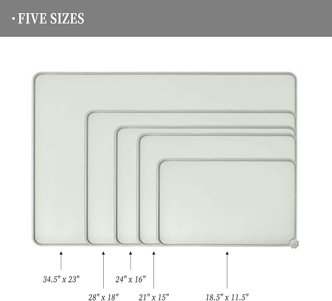 Waterproof Pet Feeding Mat with High Raised Edges, Heavier and Thicker Placemats for Cat Dog Water Bowl with BPA Free, Dogs Cats Food Mats for Messy Drinkers to Prevent Spill and Protect Floors