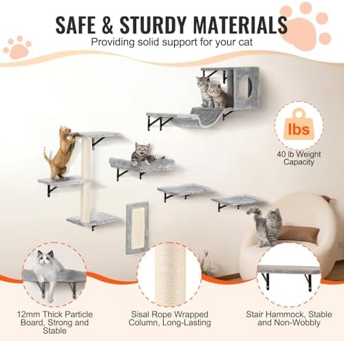 VEVOR Wall Mounted Cat Shelves, Cat Wall Shelves and Perches