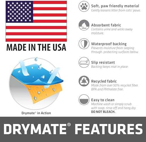 Drymate Cat Litter Box Mat, Litter Trapping Mat, Dark Grey