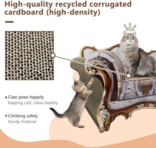 Luxury Couch Shaped Cardboard Cat Scratcher Sofa Bed, Cat Scratching Board