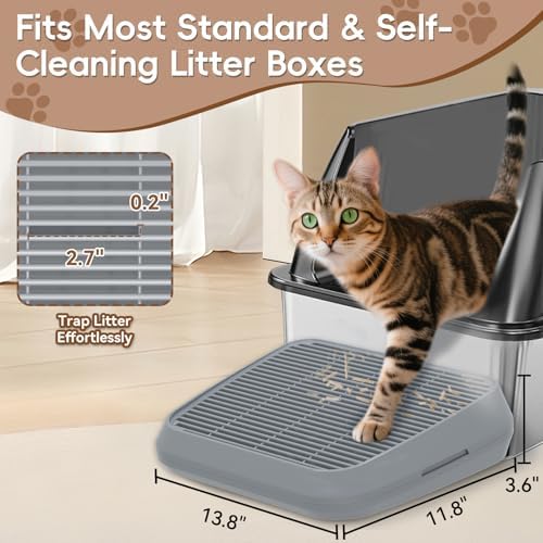 Elevated Litter Box Ramp/Steps for Kittens & Old Cats, Washable Litter Catcher