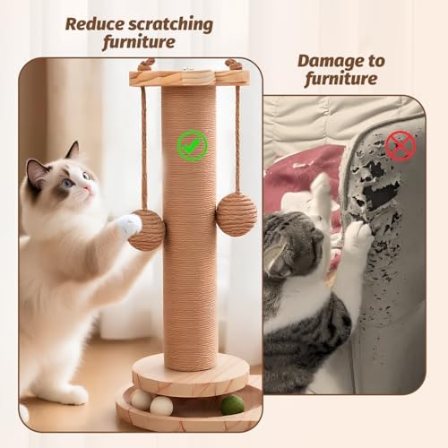 4 in 1 Cat Scratching Post. Wooden Kitten Scratching Post. Kitten Toys