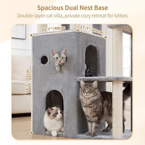 Heybly Cat Tree, 59.4" Secure Anti-Tip Cat Tower