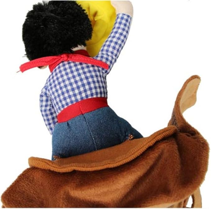 Deluxe Cowboy Rider Pet Costume - Funny Dog Halloween Outfit with Doll and Hat, Adjustable Knight Style Costume for Labs, German Shepherds, and Golden Retrievers, and More (L)