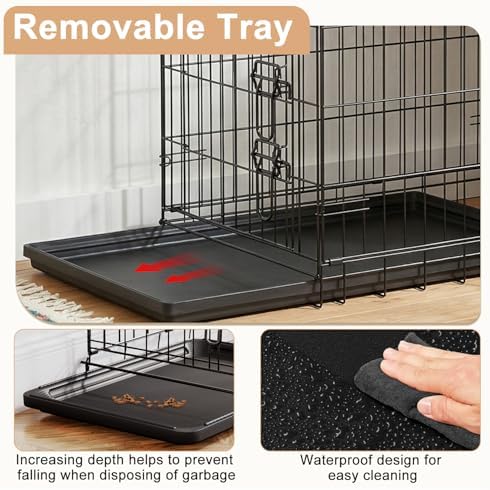 FDW | 36" Foldable Metal Dog Crate | Black | Cage