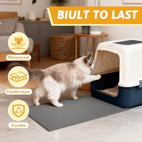 Pieviev Double Layer Cat Litter Mat Traps Litter 24''x15'' 2 Pack