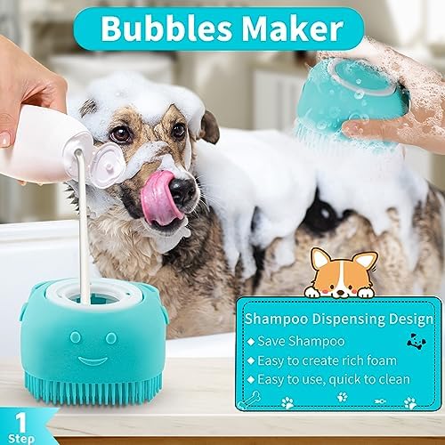 Comotech 6PCS Dog Bath Brush & Dog Toothbrush | Adjustable Handle Shampoo Brush