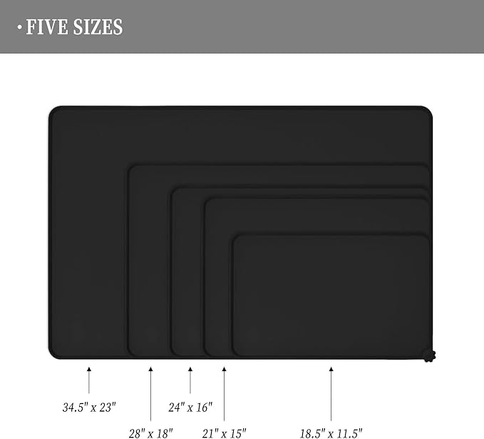 Waterproof Pet Feeding Mat with High Raised Edges, Heavier and Thicker Placemats for Cat Dog Water Bowl with BPA Free, Dogs Cats Food Mats for Messy Drinkers to Prevent Spill and Protect Floors