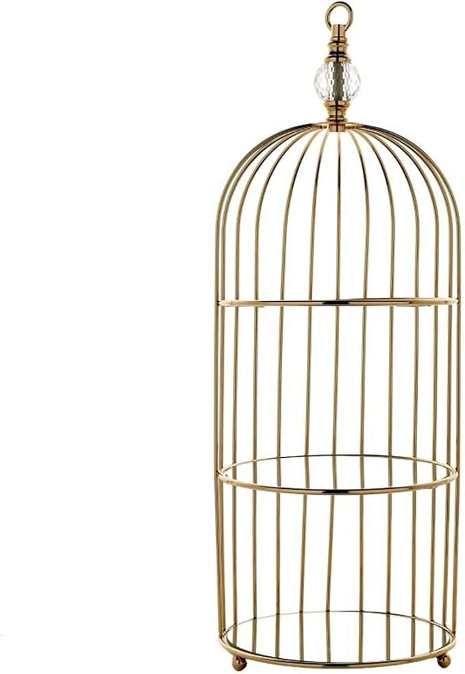 Efavormart 22" - 3 Tier Crystal Mirror Top Gold Metal Bird Cage Cupcake Cake Stand, Dessert Display for Wedding, Party, Birthday, Baby Shower Celebrations, Home Decorations