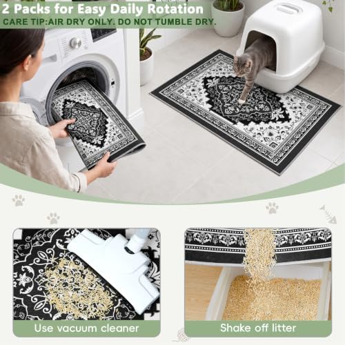Bienbee Cat Litter Mat, 2 Pack 33" x 22" Machine Washable