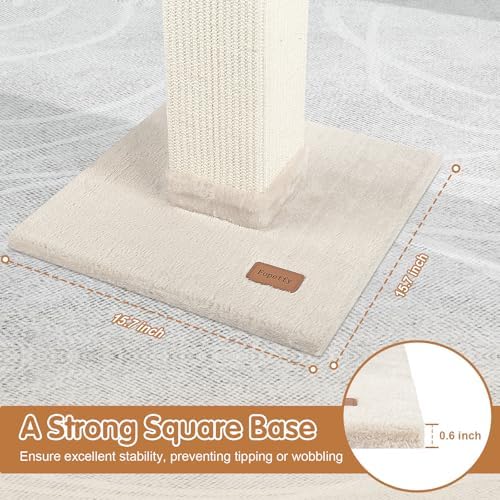 Cat Scratching Post 33 inch for Indoor Cats, High Cat Scratch Post Beige