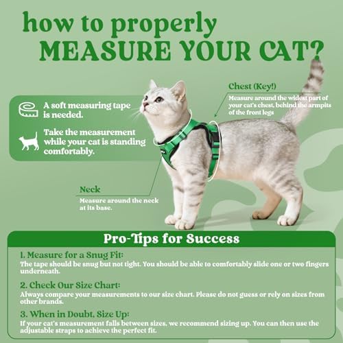 rabbitgoo Cat Harness and Leash Set, Escape Proof Vest, Grass Green