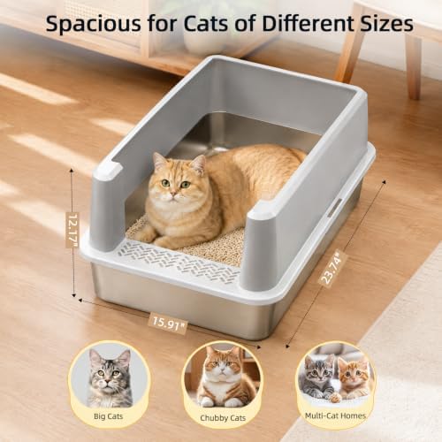 XL Stainless Steel Cat Litter Box