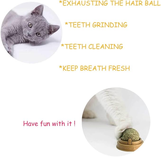 Oncpcare 4 Pack Catnip Balls, Natural Mint Leaf Catnip Ball for Cats Wall Cat Nip Cat Treats Magic Toy for Kitten Kitty Playing Chewing