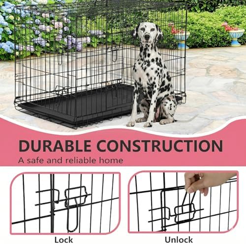 FDW | 45" Foldable Metal Dog Crate | Black | Cage