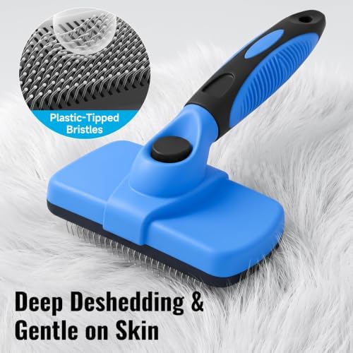 Self-Cleaning Dog Brush for Shedding, Slicker Brush & Grooming Tool