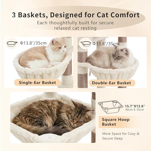 Heybly Cat Tree, 74.8'' Spacious & Tall Cat Tower