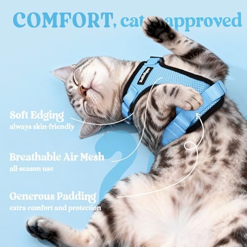 rabbitgoo Cat Harness and Leash Set, Escape Proof Vest, Light Blue