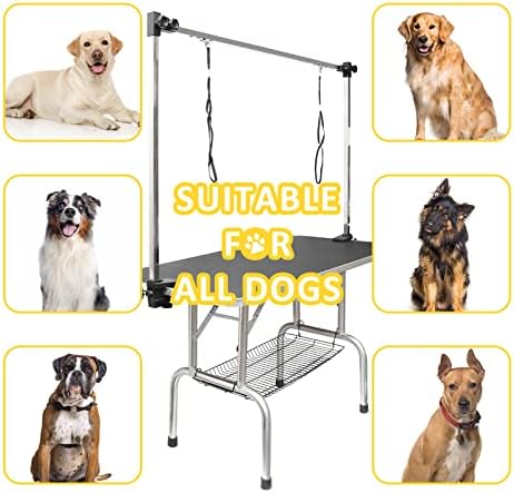 ROOMTEC 36" Dog Grooming Table, Foldable Home Pet Bathing Station
