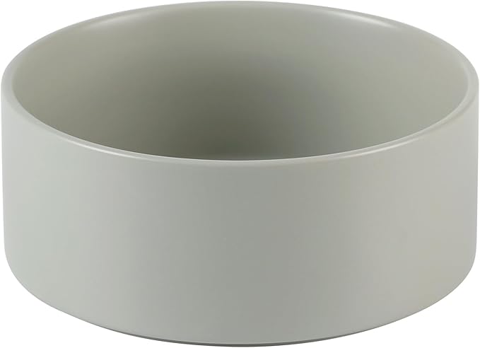 Ceramic Dog Bowl, Food and Water Bowl for Medium Breed Dog, Pet Bowl for Replacement (7.3 inch, Single Bowl, Grey)