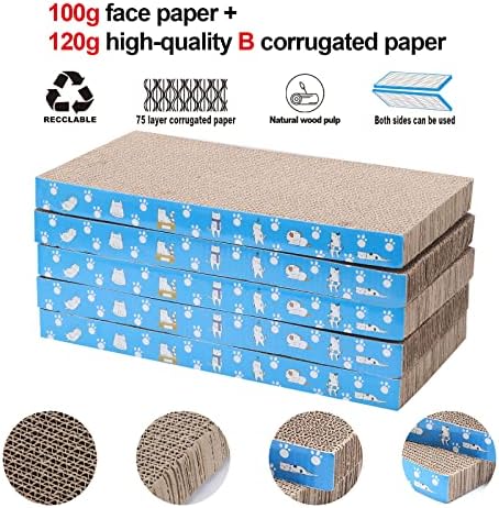 5 Packs in 1 Cat Scratch Pad, Cat Scratcher Cardboard, Reversible, Durable