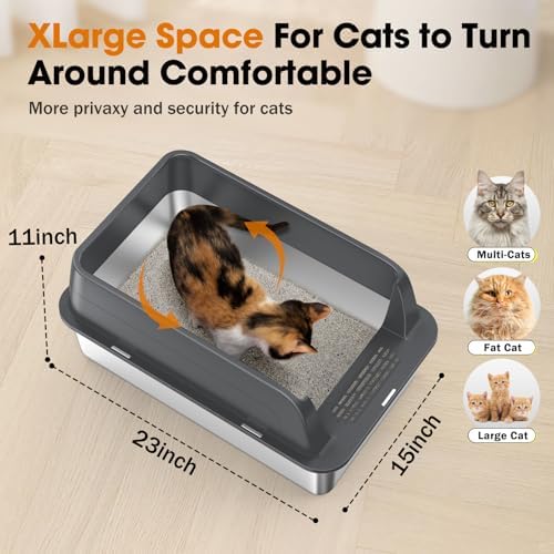 2PACK Stainless Steel Litter Box, Extra Large Litter Boxes