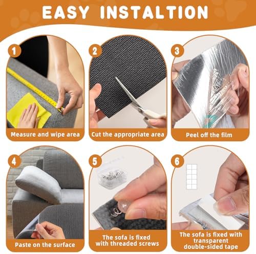 4Pack Cat Scratch Furniture Protector, Self-Adhesive, Dark Gray