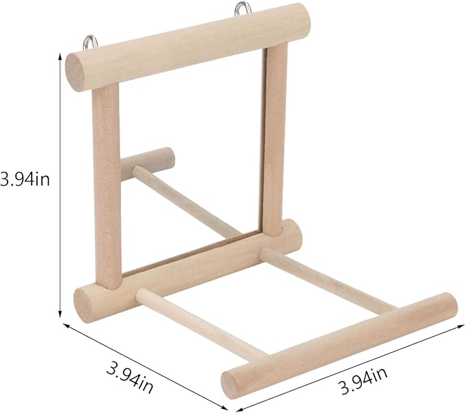 Hypeety Bird Parrot Mirror Toy Swing Hanging with Perch for Parrot Parakeet Budgies Cockatiel Conure Finch Lovebird (D)