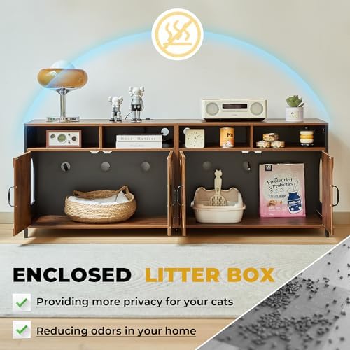 Double Cat Litter Box Enclosure