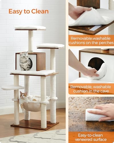 Feandrea Cat Tree, 56.3-Inch Contemporary Cat Tower