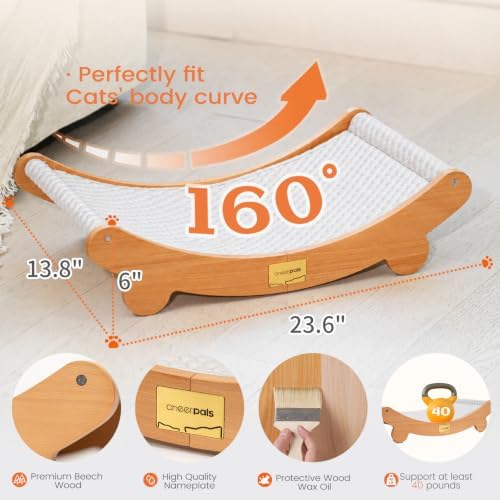 CHEERPALS Outdoor Cat Bed, Wooden Hammock