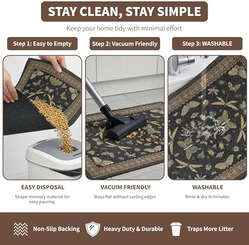 Cat Litter Mat 33" x 22" for Litter Box, Non-Slip Washable Floor Mat