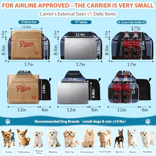 Petskd Top and Side Expandable Small Pet Carrier Airline Approved
