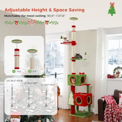 PEQULTI 90.9''-107.8'' Floor to Ceiling Cat Tree
