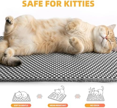 Cat Litter Mat 24x30 Inches, Honeycomb Double Layer Litter Trapping Mat