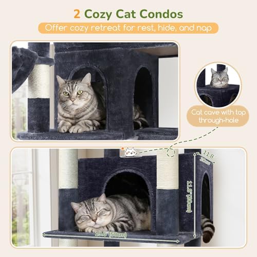 Globlazer 80in XXL Extra Large Corner Cat Tree Tower, Dark Grey