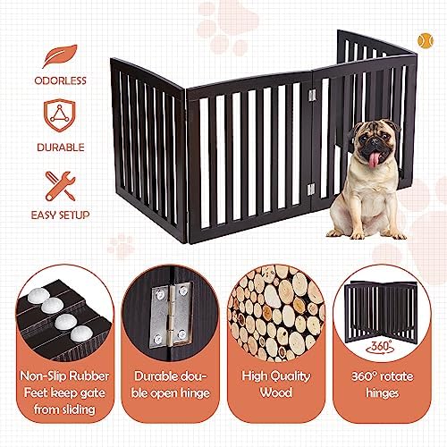 Dog Gate Pet Gate Indoor for Stairs Doorways 82x24 Inch 4 Panels Dog Fence