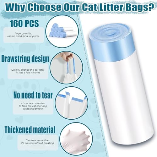 160 Pack Cat Litter Bags 25 x16 inch