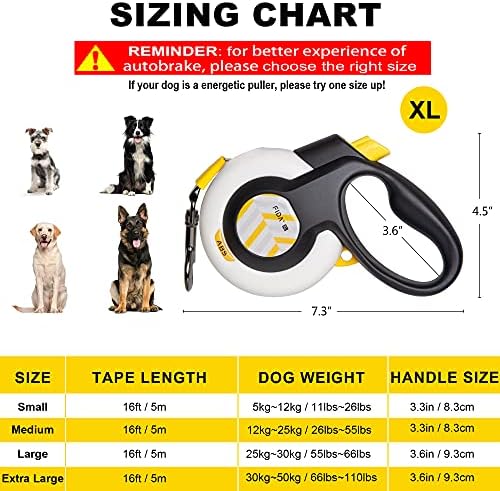 Fida AutoBrake Heavy Duty Retractable Dog Leash, 16 ft,